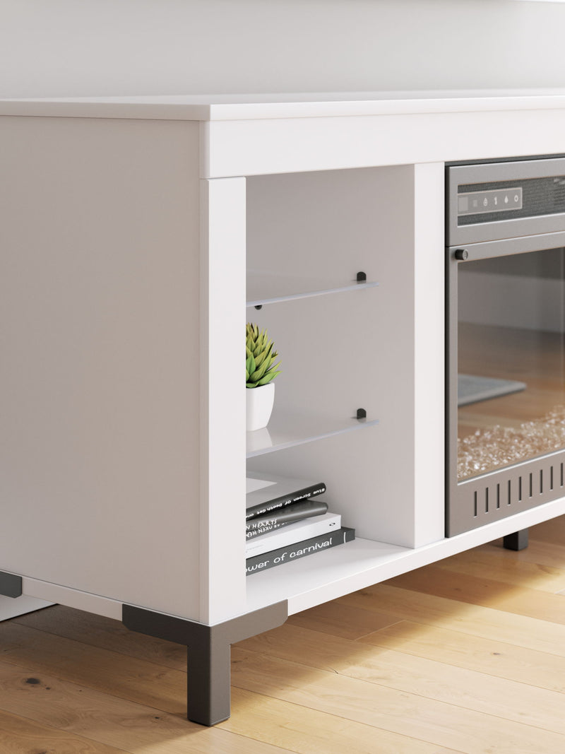 Brollevi - TV Stand With Fireplace - White - R&R Furniture Gallery (Fountain Valley, CA)