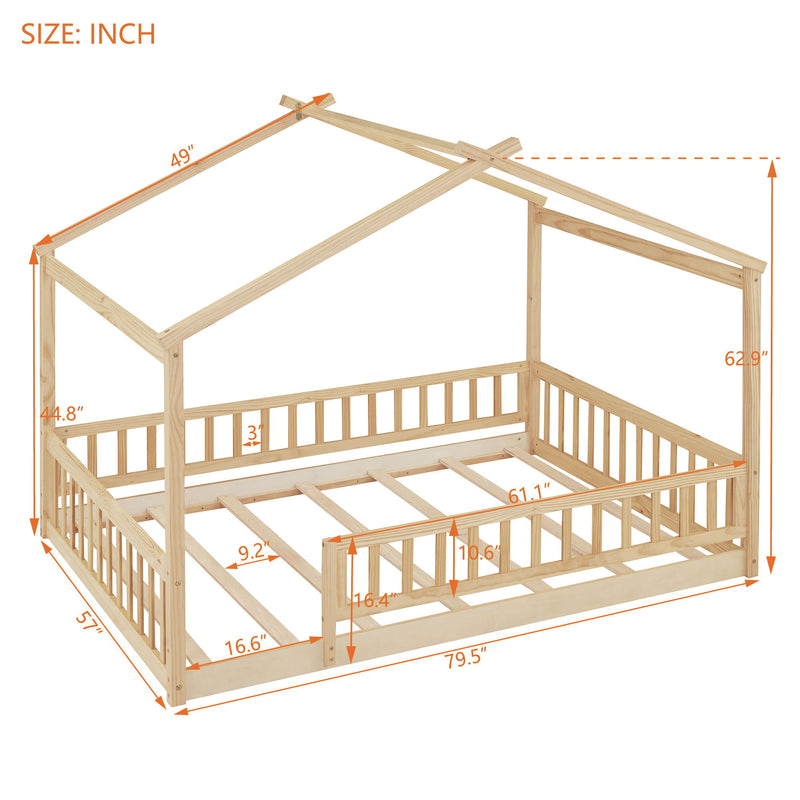 Bed House Bed Frame With Fence - R&R Furniture Gallery (Fountain Valley, CA)