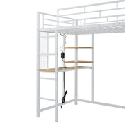 Loft Bed With Desk, Shelves, Power Outlet, LED Light And Wardrobe - R&R Furniture Gallery (Fountain Valley, CA)
