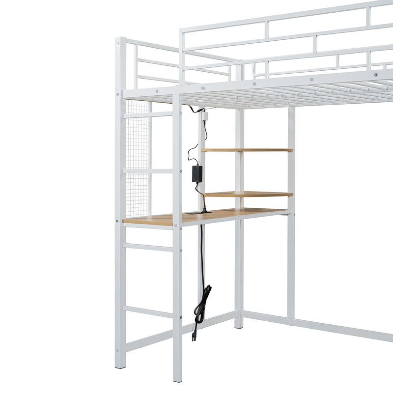 Loft Bed With Desk, Shelves, Power Outlet, LED Light And Wardrobe - R&R Furniture Gallery (Fountain Valley, CA)