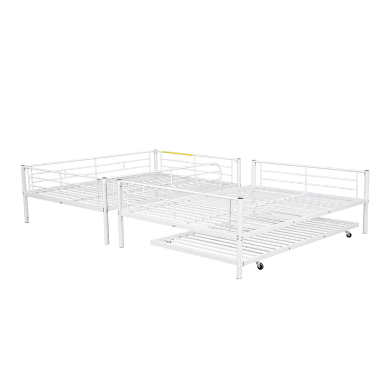 Steel construction bunk bed by DreamHaus with sturdy metal frame and ladder, ideal for space-saving bedroom sleeping arrangements.