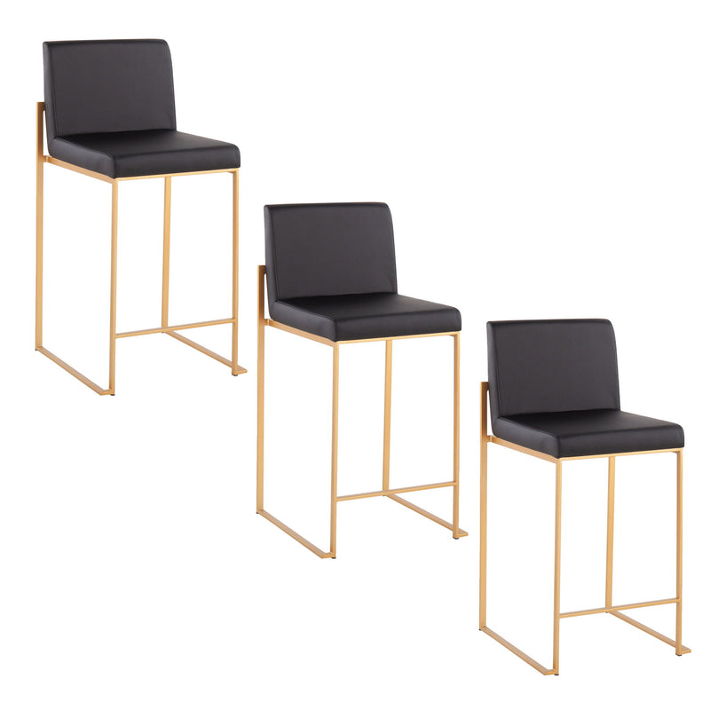 Lumi Source Fuji contemporary high back counter stool with stylish design, wooden legs, and cushioned seat for modern kitchen or bar area.