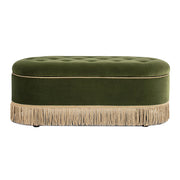 Melinda - Oval Tufted Bullion Fringe Storage Bench - R&R Furniture Gallery (Fountain Valley, CA)