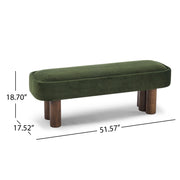 Indoor upholstered dining bench by Noble House, featuring a cushioned seat and wooden legs for comfortable dining area seating.