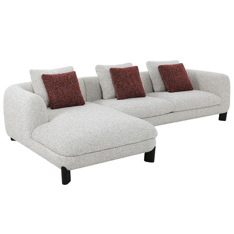 Mardi - Sectional Sofa With 6 Pillows - Maroon & Beige Tweed - R&R Furniture Gallery (Fountain Valley, CA)