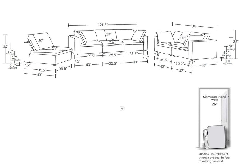 1100 - 3-Piece Sofa Set (Top-Grain Italian Leather)