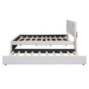Upholstered Platform Bed With Brick Pattern Headboard And Twin Long Size Trundle - R&R Furniture Gallery (Fountain Valley, CA)