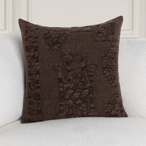 Abbey Sierra Brown 22x22 inch accent pillow by Classic Home, plush fabric with textured design for decorative comfort.