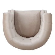 Noble House Celestialis upholstered club arm chair with tub design, rolled recessed armrests, in a cozy living room setting.