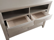 Glory Furniture Marilla media chest with storage drawers and a sleek wood finish, ideal for living room media organization.