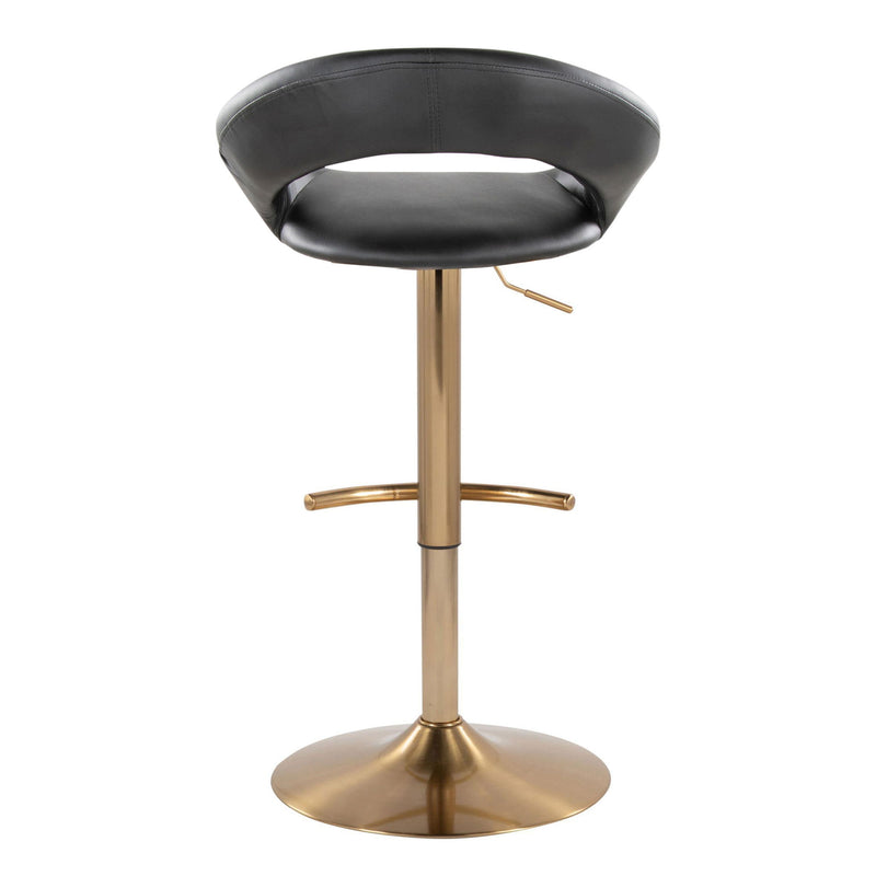 Pair of Lumi Source Posh contemporary glam adjustable barstools with swivel seats, rounded T footrests, and modern design.