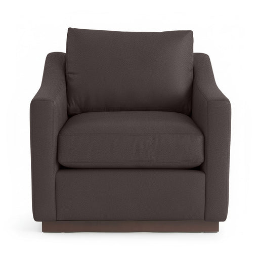 Classic Home Aspen accent arm chair with plush fabric upholstery and wooden legs, stylishly designed for living room decor.