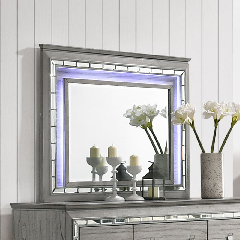 Antares - Mirror With LED - Light Gray Oak - R&R Furniture Gallery (Fountain Valley, CA)