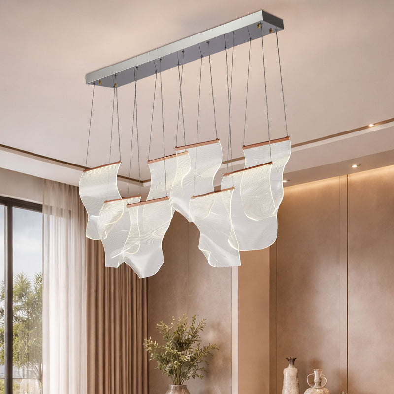 Michael Amini Lighting - Sheer Waves 8-Light Modern LED Chandelier - Rose Gold