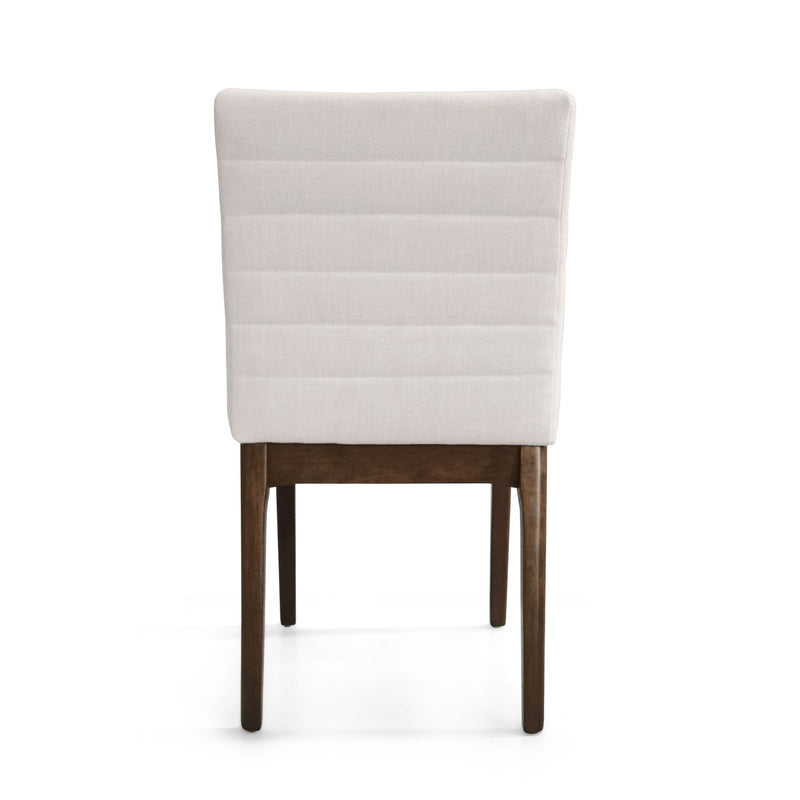 Set of two upholstered Noble House dining chairs with padded seats and black rubber legs, perfect for modern dining rooms.
