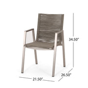 Noble House outdoor modern aluminum dining chair set with rope sea design, featuring two stylish and durable patio chairs.