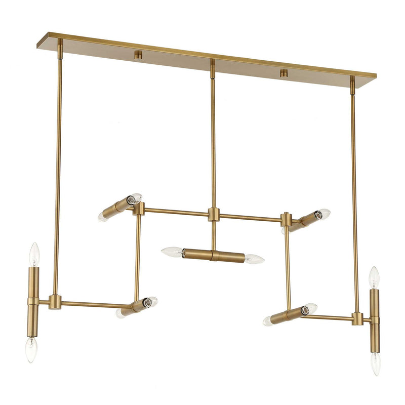 Uttermost 14 Light Gold Modern Linear Pendant Lighting fixture with sleek metal frame and minimalist design.