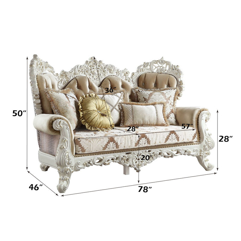 Vanaheim - Loveseat With 5 Pillows - Fabric & Antique White - R&R Furniture Gallery (Fountain Valley, CA)