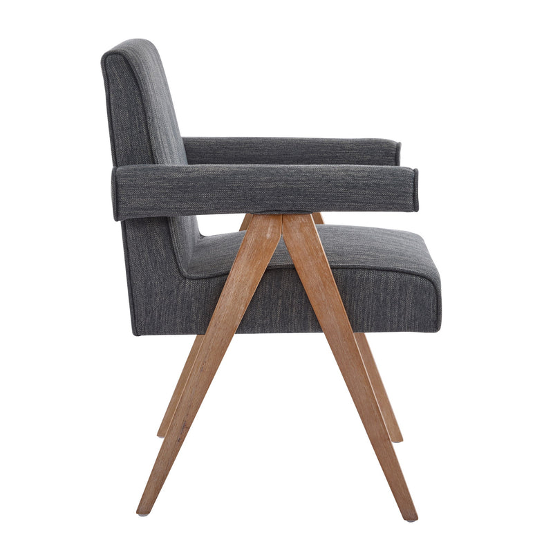 Contemporary Poppy Fabric Dining Armchair With Rubberwood Legs - R&R Furniture Gallery (Fountain Valley, CA)