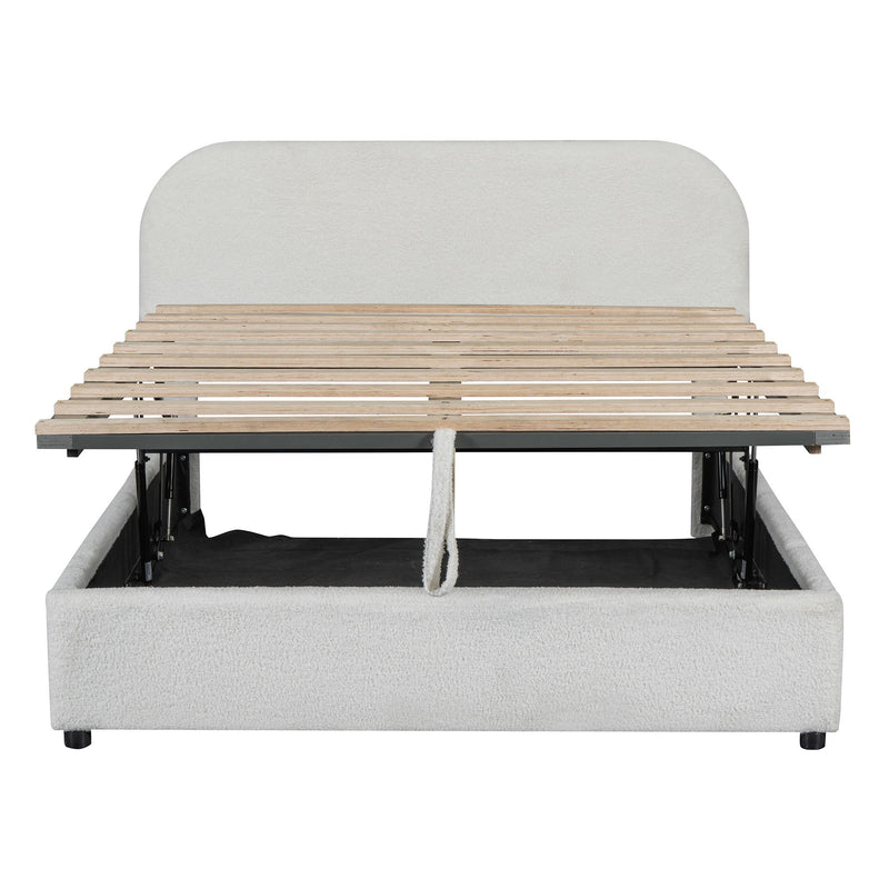 Upholstered Platform Bed With Hydraulic Storage System - R&R Furniture Gallery (Fountain Valley, CA)