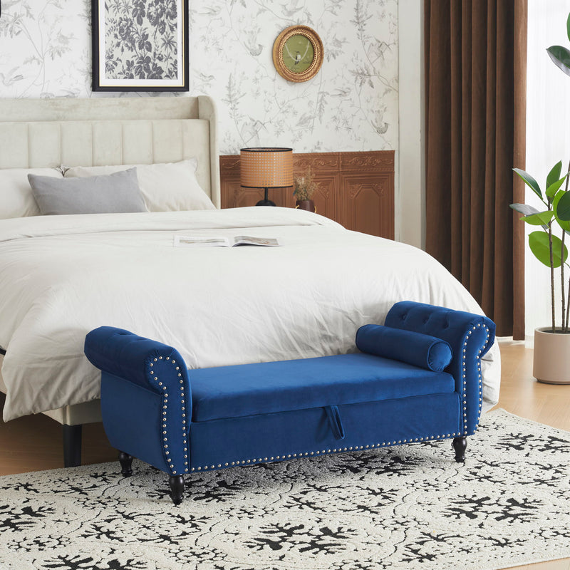 Luxurious Multifunctional Storage Ottoman Bench With Pillow - R&R Furniture Gallery (Fountain Valley, CA)