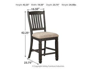 Tyler Creek - Upholstered Barstool (Set of 2) - Black / Grayish Brown - R&R Furniture Gallery (Fountain Valley, CA)