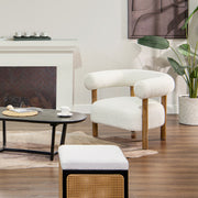 Fuji - Mid Century Modern Barrel Accent Arm Chair - Ivory White - R&R Furniture Gallery (Fountain Valley, CA)