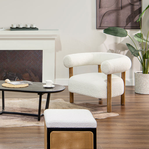 Fuji - Mid Century Modern Barrel Accent Arm Chair - Ivory White - R&R Furniture Gallery (Fountain Valley, CA)