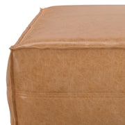 Large square Brody coffee table pouf by Simpli-Home, soft fabric accent pouf suitable for living room decor.