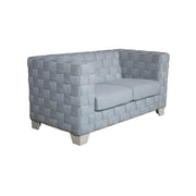 Saree - Loveseat - Light Teal Chenille & White - R&R Furniture Gallery (Fountain Valley, CA)