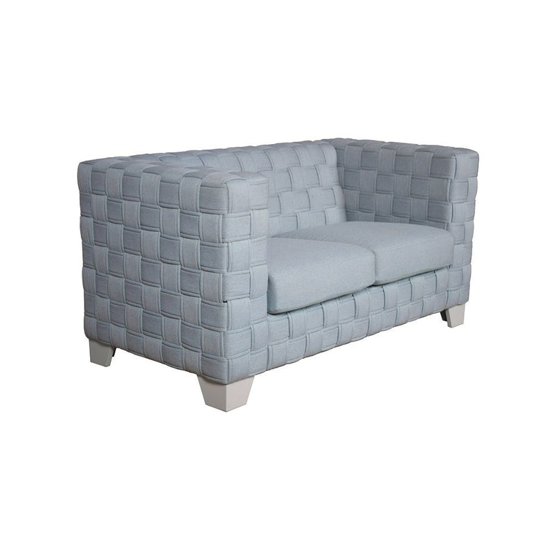 Saree - Loveseat - Light Teal Chenille & White - R&R Furniture Gallery (Fountain Valley, CA)