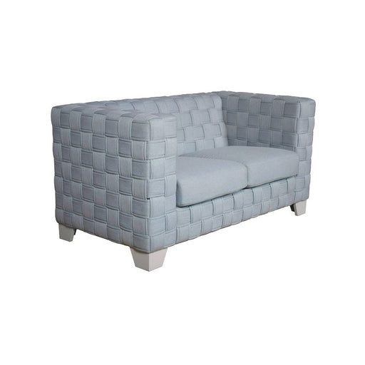 Saree - Loveseat - Light Teal Chenille & White - R&R Furniture Gallery (Fountain Valley, CA)