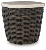 Kimora - Square End Table - Beige / Dark Brown - R&R Furniture Gallery (Fountain Valley, CA)