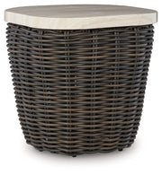Kimora - Square End Table - Beige / Dark Brown - R&R Furniture Gallery (Fountain Valley, CA)