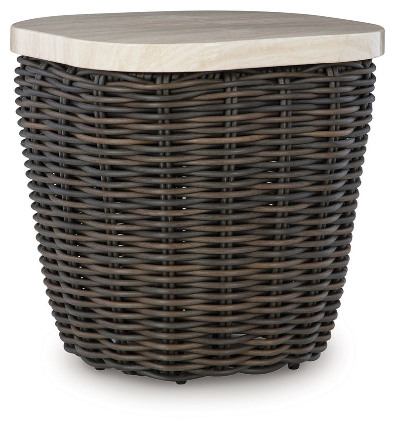 Kimora - Square End Table - Beige / Dark Brown - R&R Furniture Gallery (Fountain Valley, CA)