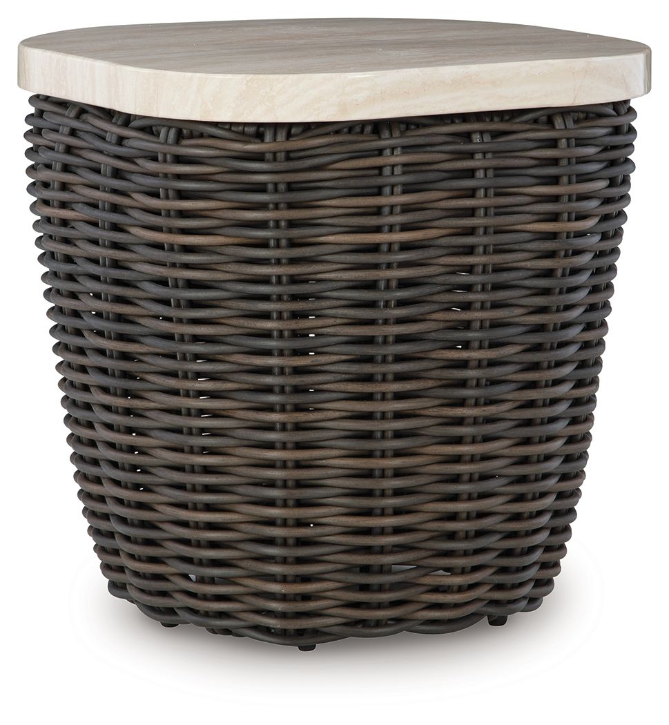 Kimora - Square End Table - Beige / Dark Brown - R&R Furniture Gallery (Fountain Valley, CA)