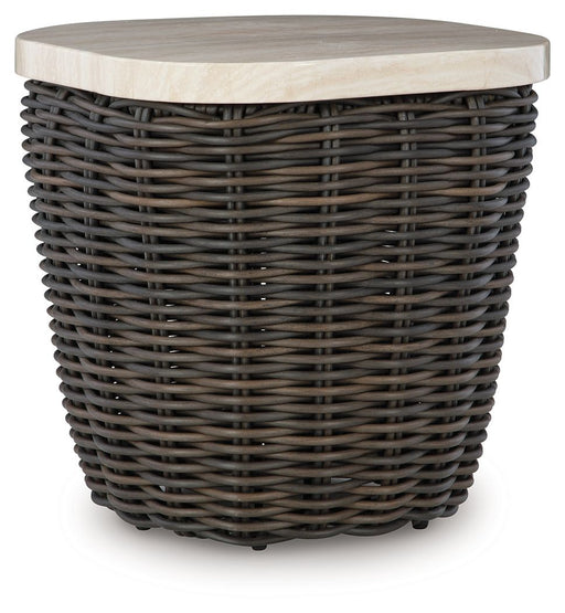 Kimora - Square End Table - Beige / Dark Brown - R&R Furniture Gallery (Fountain Valley, CA)