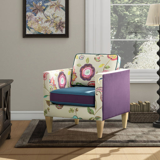 Mamba - Patchwork Accent Chair - Teal Blue Purple / Multicolored Floral - R&R Furniture Gallery (Fountain Valley, CA)