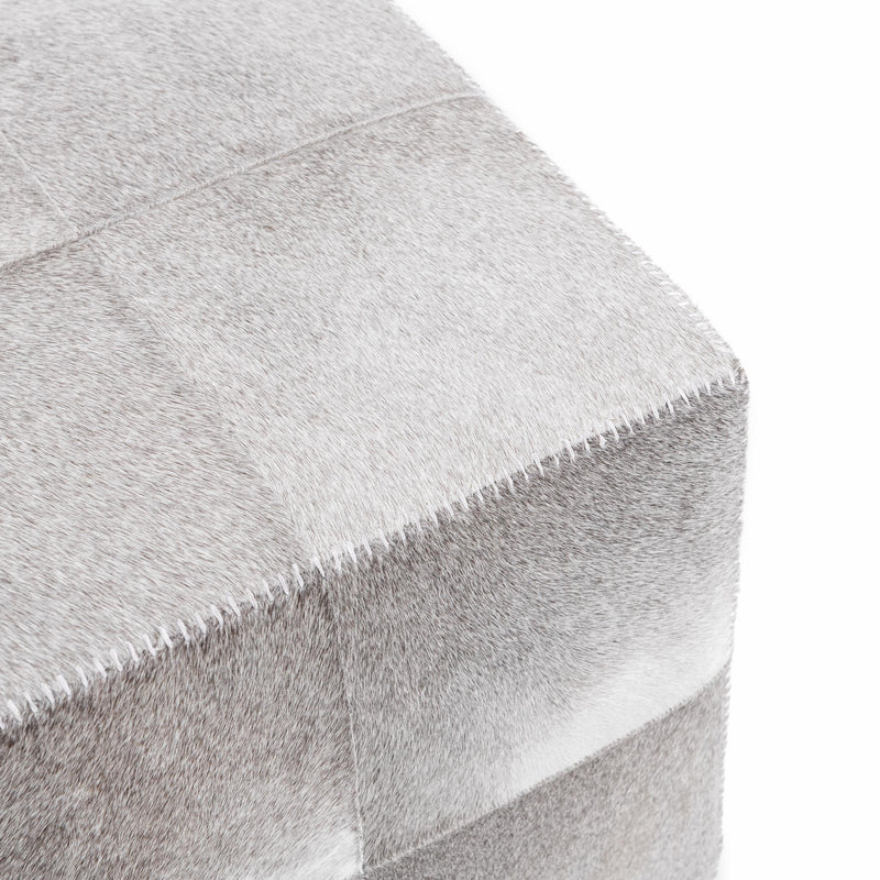 Square upholstered ottoman in Sparrow Gray from Classic Home's Landyn collection, showcasing a soft fabric and modern design.