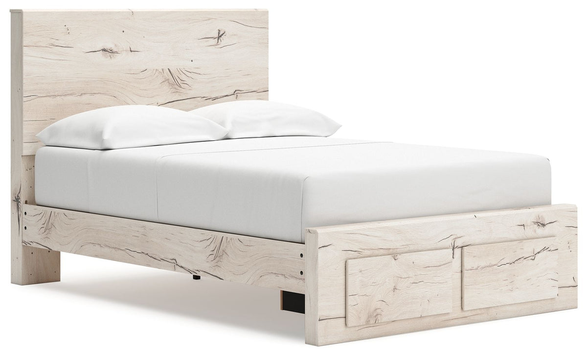 Signature Design by Ashley Lawroy panel bed with built-in storage drawers, showcasing a modern bedroom furniture piece.