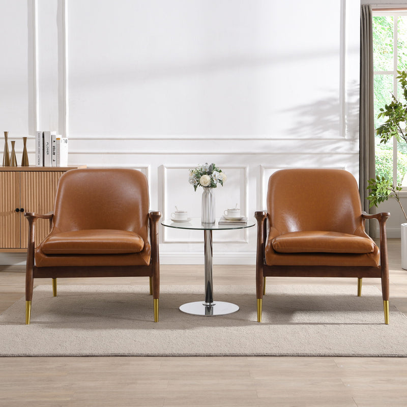 Mid - Century Accent Chair With Cushioned Seat, Brass Tipped Legs - R&R Furniture Gallery (Fountain Valley, CA)