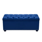 Majestic Tufted Velvet Lift-Top Storage Trunk w/ Nail Head Accent by Diamond Sofa - Royal Blue Velvet