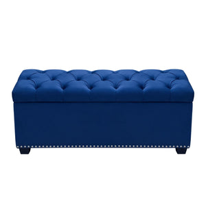 Majestic Tufted Velvet Lift-Top Storage Trunk w/ Nail Head Accent by Diamond Sofa - Royal Blue Velvet