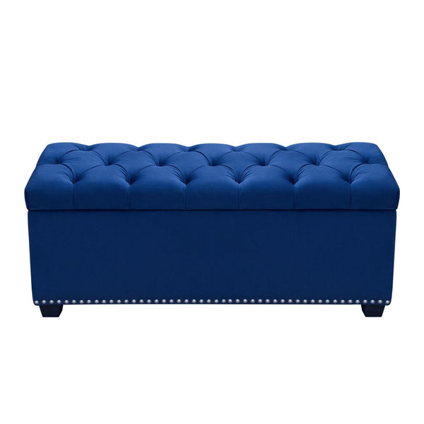 Majestic Tufted Velvet Lift-Top Storage Trunk w/ Nail Head Accent by Diamond Sofa - Royal Blue Velvet