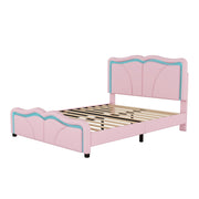 Upholstered Platform Bed & Curve Shaped And Height Adjustable Headboard, LED Light Strips - R&R Furniture Gallery (Fountain Valley, CA)