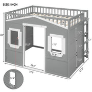 DreamHaus elegant house loft bed with built-in ladder, featuring a cozy sleeping area and sturdy wooden frame for kids or teens.