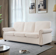 Soft Sofa, Upholstered 3 Seater Couch With High Density Foam, Loose Back Cushions And Turned Legs - R&R Furniture Gallery (Fountain Valley, CA)