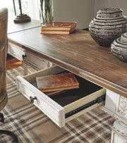 Realyn - Home Office Lift Top Desk - White / Brown - R&R Furniture Gallery (Fountain Valley, CA)