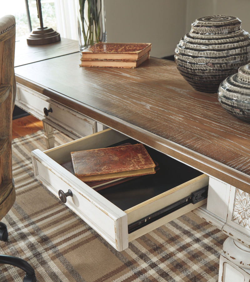 Realyn - Home Office Lift Top Desk - White / Brown - R&R Furniture Gallery (Fountain Valley, CA)