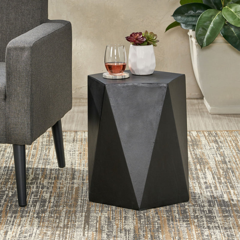 Noble House side table with geometric design, featuring a modern, stylish structure perfect for contemporary living spaces.